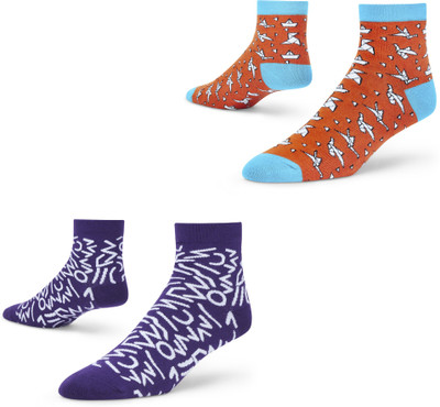 Dynamocks Unisex Printed Ankle Length(Pack of 2)
