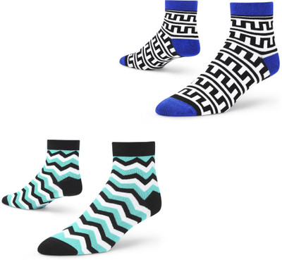 Dynamocks Unisex Printed Ankle Length(Pack of 2)