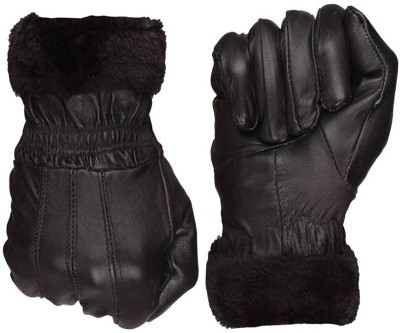 SIYAA Leather Snow Proof Winter Gloves For Women And Girls BLACK Pack Of 1 Riding Gloves(Black)