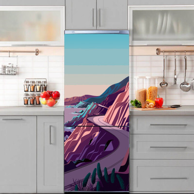 K2A Studio 60 cm road mountain trees sunset on the way Self Adhesive Sticker(Pack of 1)
