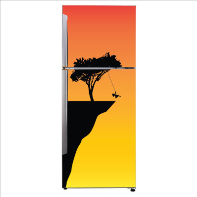 sp decals 60 cm Decorative silhouette of tree during sunset Self Adhesive Sticker(Pack of 1)