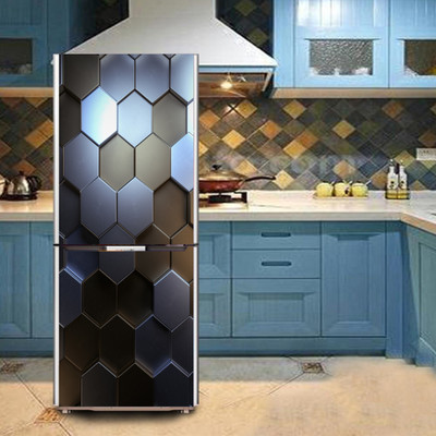 K2A Studio 60 cm 3d hexagon metal polygon shapes art Self Adhesive Sticker(Pack of 1)
