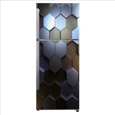 sp decals 60 cm Decorative 3d hexagon metal polygon shapes art Extra Large Fridge Sticker Self Adhesive Sticker(Pack of 1)