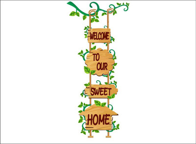 Vijaya enterprises 57 cm welcome to our sweet home creative wallpaper sticke Size by [91x198 ] Self Adhesive Sticker(Pack of 1)