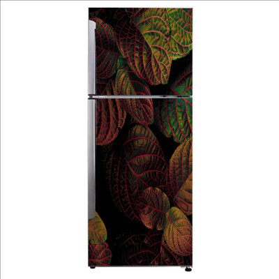 K2A Studio 60 cm green leaf textile red close up Self Adhesive Sticker(Pack of 1)