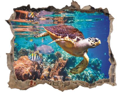 Varadvinayak 59 cm Tortoise in sea level Self Adhesive Sticker(Pack of 1)