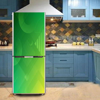 K2A Studio 60 cm abstract green and yellow effect geometric design art Self Adhesive Sticker(Pack of 1)