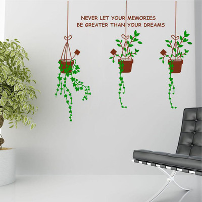 Vijaya enterprises 57 cm wonderfull flowerpot brown color image poster sticker size by [91x80] Self Adhesive Sticker(Pack of 1)