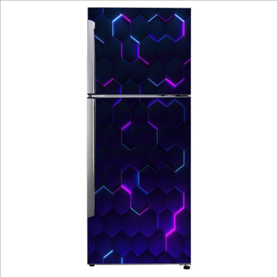 sp decals 60 cm Decorative hexagon polygon glowing joins Extra Large Fridge Sticker Self Adhesive Sticker(Pack of 1)