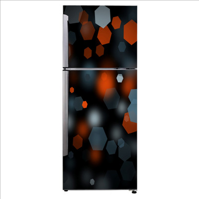 K2A Studio 60 cm Beautiful hexagon black and orange color combination fridge sticker Self Adhesive Sticker(Pack of 1)