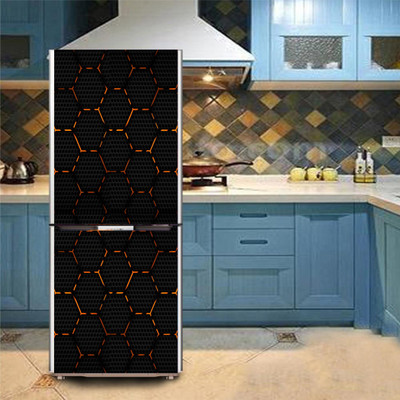 K2A Studio 60 cm polygon orange abstract with dark background Self Adhesive Sticker(Pack of 1)