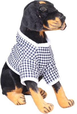 Tickles Soft Stuffed Plush Animal Sitting Rottweiler Dog Wearing Check Design Dress Toy For Kids Room Home Decoration  - 30 cm(Brown and Black)