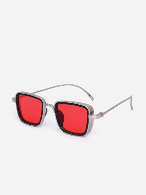 BROKE BRAND Retro Square Sunglasses(For Men, Red)