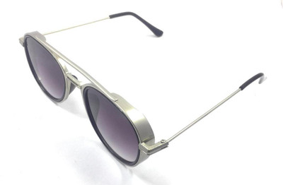 ALUZO Oval, Over-sized Sunglasses(For Men & Women, Black)