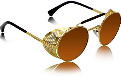 shadz Round Sunglasses(For Men & Women, Brown)