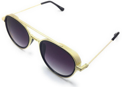 ALUZO Oval Sunglasses(For Men & Women, Black)