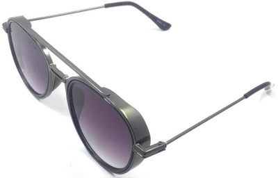 ALUZO Oval, Spectacle  Sunglasses(For Men & Women, Black)