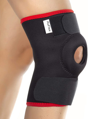 AuFlex Knee Support for Knee Pain Gym Sports Running Women and Men- Red-_Pack of_1 Knee Support(Red, Black)