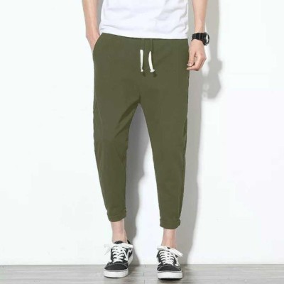 ROSHNI Solid Men Olive Track Pants