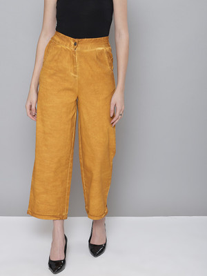 SASSAFRAS Regular Fit Women Yellow Trousers