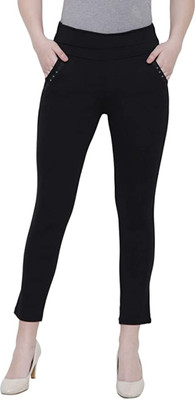 TNQ Slim Fit Women Black Trousers
