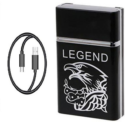 Huayue ™ Mini USB Rechargeable Electric Lighter Flameless Windproof Ligher Hold Eagle Legend Box Cigarette Lighter(Black) Pocket Lighter Cigarette Lighter(Silver Black)