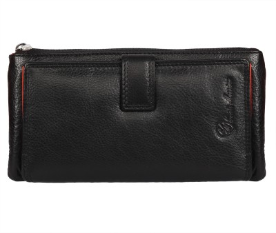 Conte Massimo Women Black Genuine Leather Wrist Wallet(8 Card Slots)