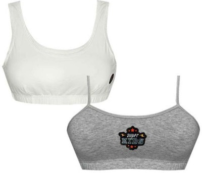 Tiny Bugs Girls Sports Non Padded Bra(White)