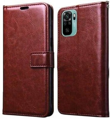 VOSKI Wallet Case Cover for Xiaomi Redmi Note 10s Flip Cover Premium Leather Card Pockets Kickstand 360 Degree Protection(Brown, Dual Protection, Pack of: 1)