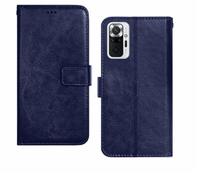 ELEF Flip Cover for Xiaomi Redmi Note 10 Pro Max Premium Leather Card Pocket Wallet Stand ShockProof Case Protection(Blue, Dual Protection, Pack of: 1)