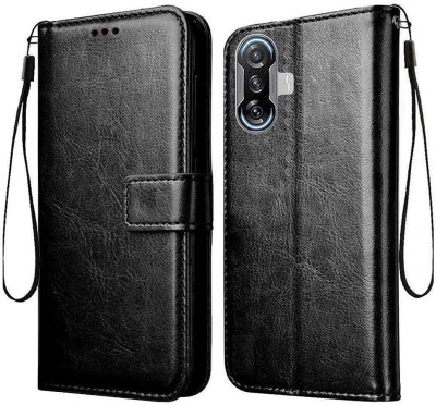 VOSKI Wallet Case Cover for Poco F3 GT Premium Leather Wallet & Stand Shock Proof Case 360 Protection(Black, Shock Proof, Pack of: 1)