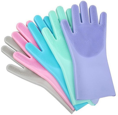 Zemlite Kitchen Gloves Water Proof- Gloves Silicone Household Safety Wash Scrubber Heat Resistant Kitchen Gloves for washing Cloth's,Dish, Cleaning, Gardening (Multicolour, 1 Pair, free size) Wet and Dry Glove(Free Size) Zemlite Kitchen Gloves Water Proof- Gloves Silicone Household Safety Wash Scrubber Heat Resistant Kitchen Gloves for washing Cloth's,Dish, Cleaning, Gardening (Multicolour, 1 Pair, free size) Wet and Dry Glove(Free Size)