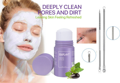 LILLYAMOR Eggplant Purifying Clay Stick Mask(2 Items in the set)