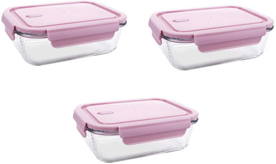 IndusBay Glass Utility Container  - 600 ml(Pack of 3, Pink)