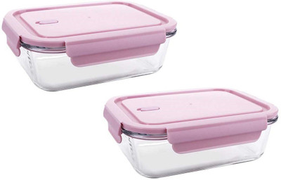 IndusBay Glass Utility Container  - 600 ml(Pack of 2, Pink)