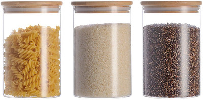 Sv Enterprise Glass Grocery Container  - 1050 ml(Pack of 3, Clear)