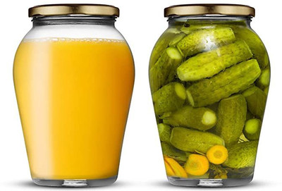 Adhunyk Glass Grocery Container  - 1000 ml(Pack of 2, Clear)