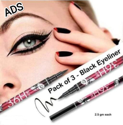 ads Water Proof Stick Eyeliner Set Of 03 (Black) 7.5 g(BLACK)