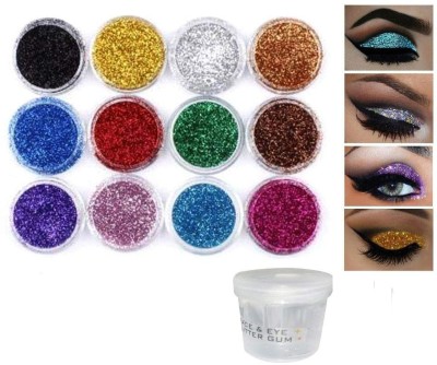 ADJD Professional Glitter Shimmer Eye shadow Powder for all skin type 26 g(MULTI COLOR)