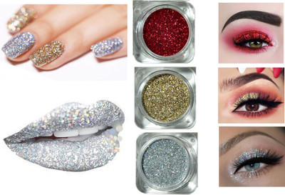 Latixmat 3 color Eye Shadow Glitter Powder Set And Nail Art Decoration 6 g(MULTI COLOR)