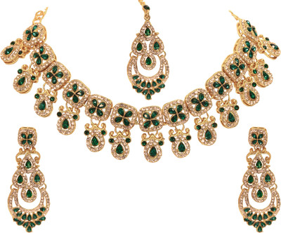 KAHAR CREATION Alloy Gold-plated Green Jewellery Set(Pack of 1)