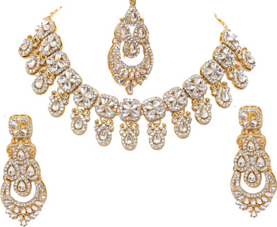 KAHAR CREATION Alloy Gold-plated White Jewellery Set(Pack of 1)