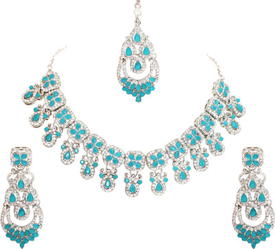 KAHAR CREATION Alloy Gold-plated Blue, Silver Jewellery Set(Pack of 1)