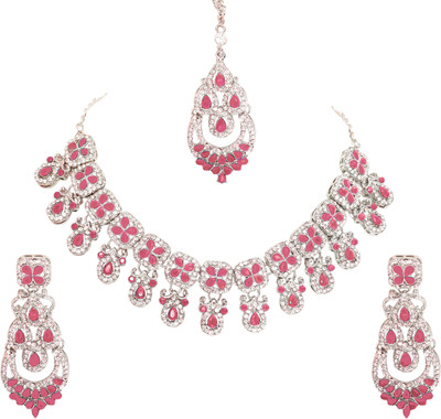KAHAR CREATION Alloy Gold-plated Pink Jewellery Set(Pack of 1)