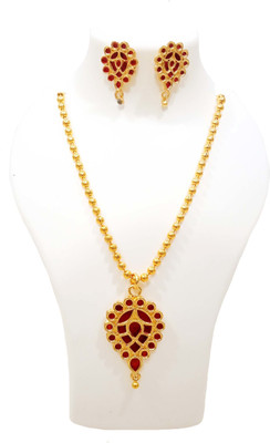 balaji gold Copper Gold-plated Red Jewellery Set(Pack of 1)
