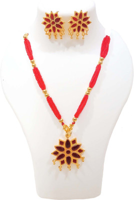 balaji gold Copper Gold-plated Red Jewellery Set(Pack of 1)