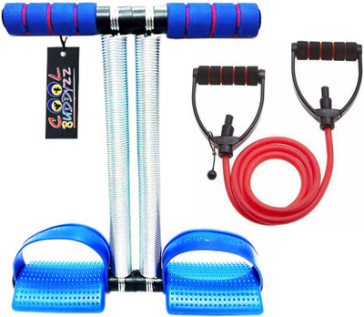 Cool Buddyzz Combo of Double Spring Tummy Trimmer and Exercise Band/Resistance band Ab Exerciser(Blue)