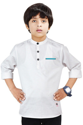 MADE IN THE SHADE Boys Solid Straight Kurta(White)