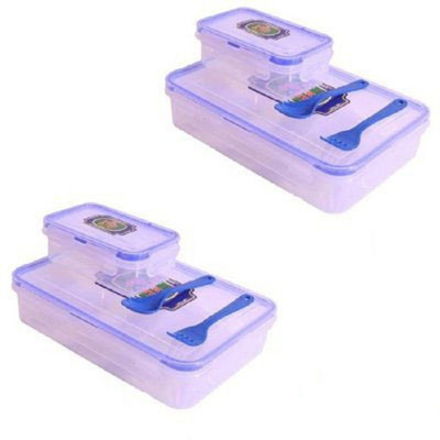 AYOG Transparent Lunch Box Containers with One Small Box,Plastic Spoon &Fork-Set of 2 2 Containers Lunch Box(1200 ml, Thermoware)