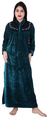 Glossia Women Nighty(Green)